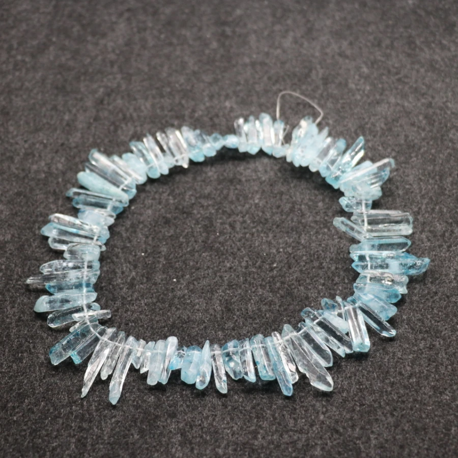 Approx 66pcs/strand Raw Sky Blue Crystal Quartz Top Drilled Point