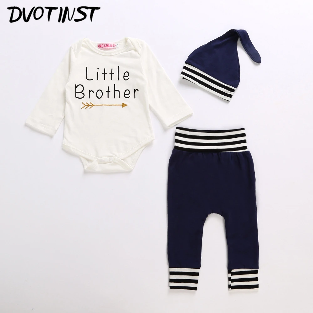 Baby Boys Clothes White Blue Autumn Spring Full Sleeves Bodysuit+Pants