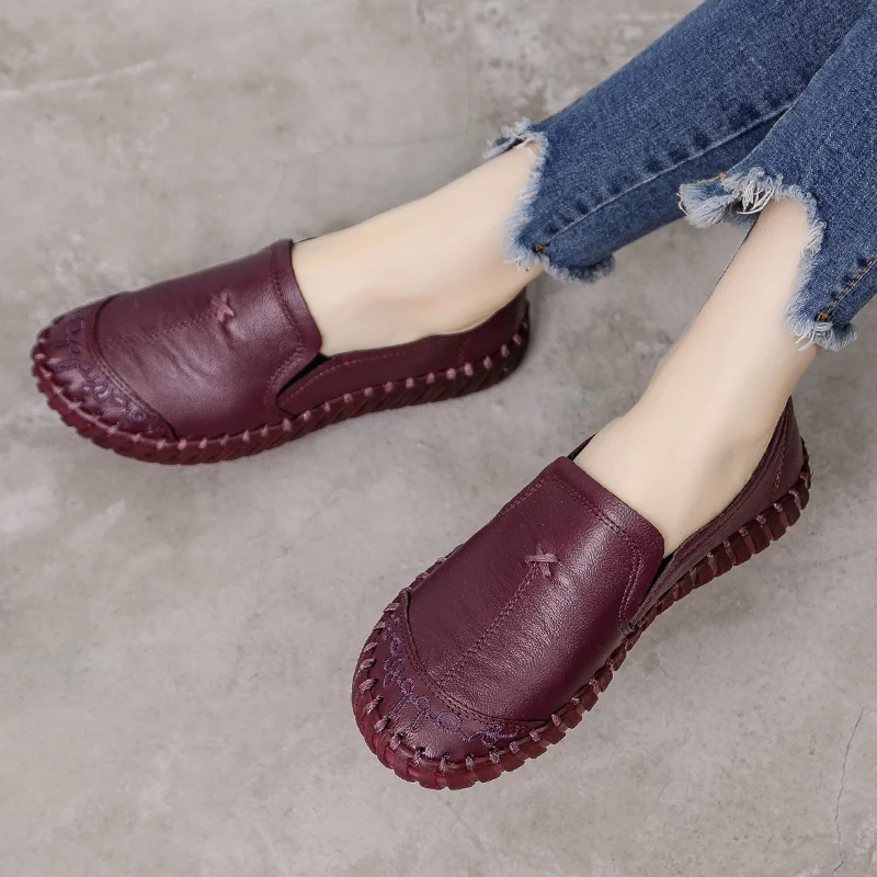 GKTINOO 2020 Fashion Women Shoes Genuine Leather Loafers Women Casual Shoes Soft Comfortable Shoes Women Flats