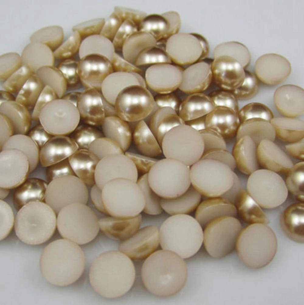 

Light Coffee Color ABS Half Round Flatback Imitation Pearls Beads For DIY Decoration