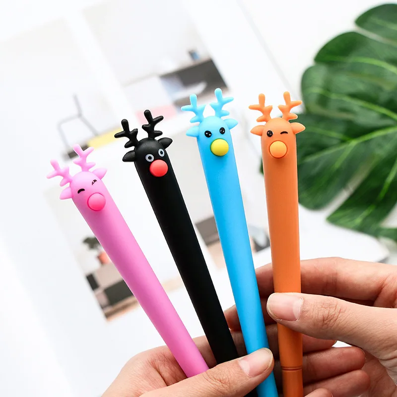 

1 PCS New Cute Christmas Soft Glue Elk Gel Pen Student Stationery Novelty Gift School Material Office Supplies