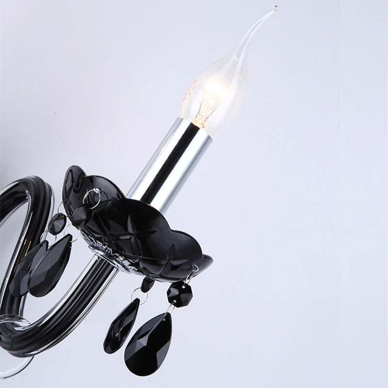 1 Bulb Black Wall Lamps Home Beiside Crystal Wall Light Match Single Head Black Lampshade E14 LED Living Lamp Bedroom Lighting