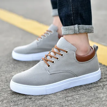 

Canvas Male Shoes Men's Casual Four Season Student Leisure Shoes Lace-Up All-Matching Walking Jogging Small White Board Sneakers