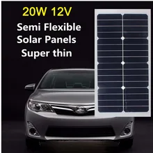 High Efficiency 20W 12V Solar Panel Energy Semi Flexible Monocrystalline Sunpower for RV Car Boat PV Poly solar Module