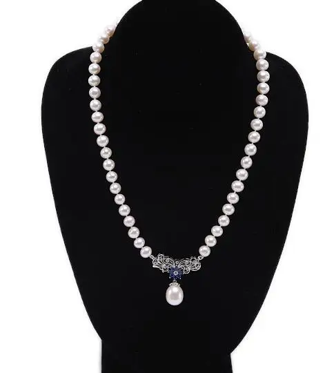 Здесь продается  8-9 Selected Round White Edison Pearl Necklace with a Sterling Silver Piece  Ювелирные изделия и часы