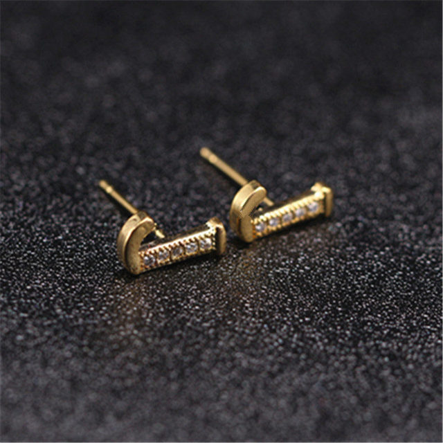 Letter Stud Earrings for Women Alphabet Gold Initial Earring Rhinestone Jewelry Small Earrings Letters Brinco Pendientes