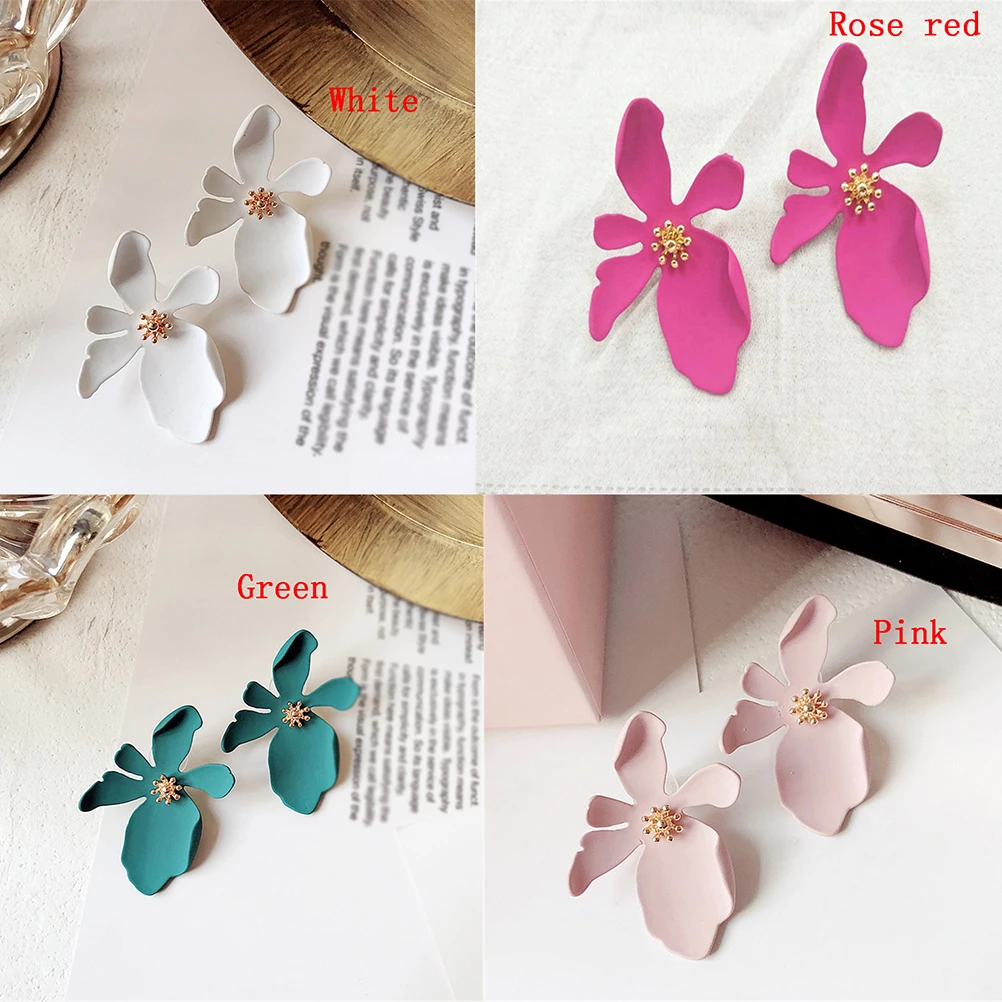 

Big Acrylic Irregular Metal Flower Big Stud Earrings Floral Earrings Stud Painted Daisy Earrings