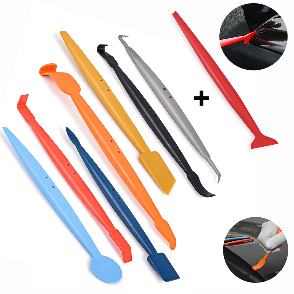 

EHDIS 8PCS Vinyl Car Wrap Sticker Magnetic Squeegee Set Carbon Fiber Film Wrapping Tool Corner Stick Scraper Window Tint Tools