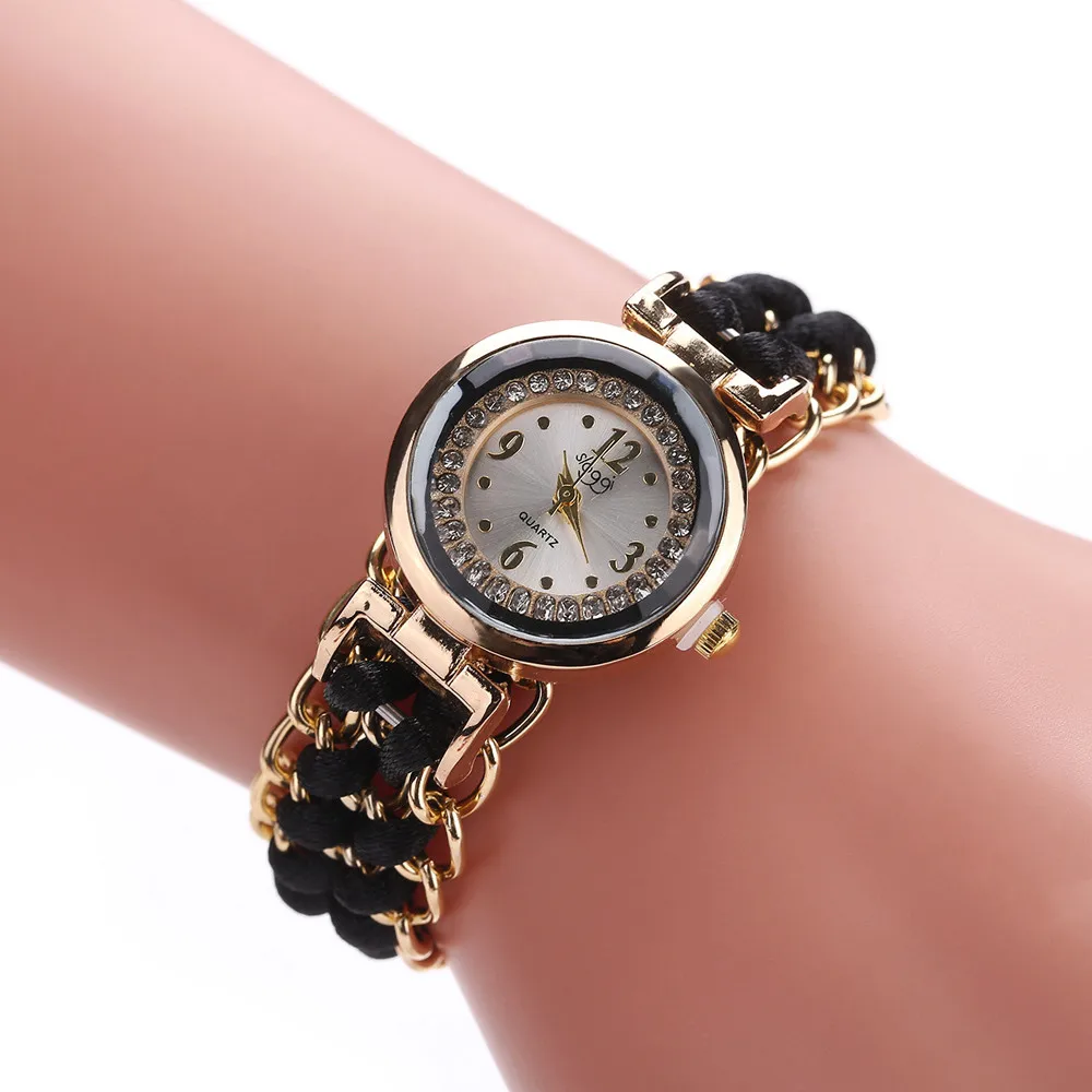 Новое поступление, женские часы, специальный дизайн, вязальная веревка, цепочка, намотка, аналоговые кварцевые наручные часы, Senhoras assistir - Цвет: A