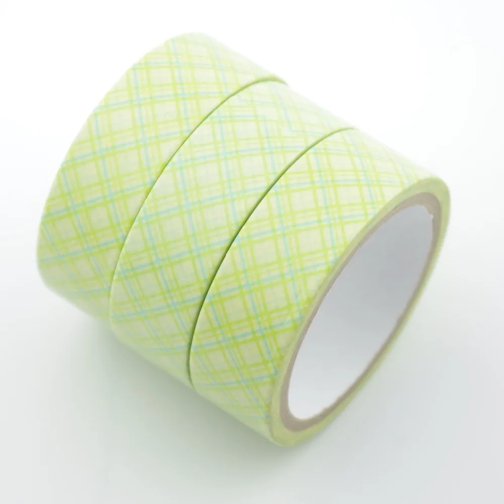 2016 New 1x Green Colored Checked font b Tartan b font Patterned Japanese Washi Tape DIY