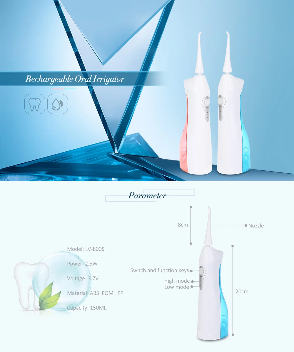 1Rechargeable Oral Irrigator Travel Dental Irrigator Portable Teeth Electric Water Spa Flosser Floss Oral Irrigator 2 Colors HOT