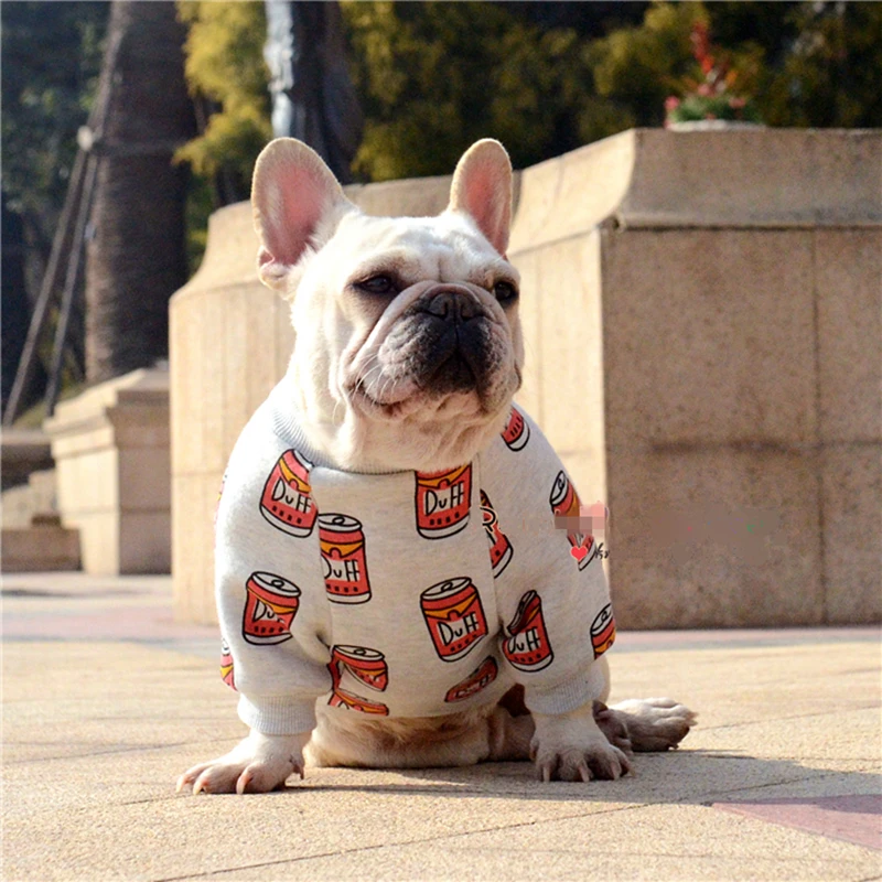 Одежда для маленьких собак; пальто для французского бульдога; футболка для собак; хлопковый свитер для домашних животных; одежда для щенков с принтом; костюм для чихуахуа