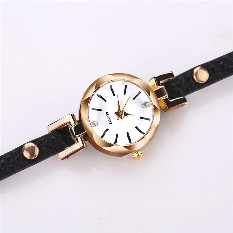 High Quality women fashion casual watch dress Leather Quartz Watch Luxury Bracelet Flower Gemstone Wristwatch Gift clock M22#N (12)