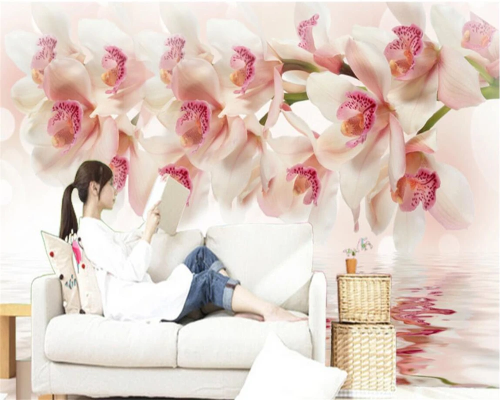 Beibehang Modern home custom 3D fresco wallpaper bedroom television background wallpaper mural dream orchid flower 3d wallpaper Beibehang Modern home custom 3D fresco wallpaper bedroom television background wallpaper mural dream orchid flower 3d wallpaper