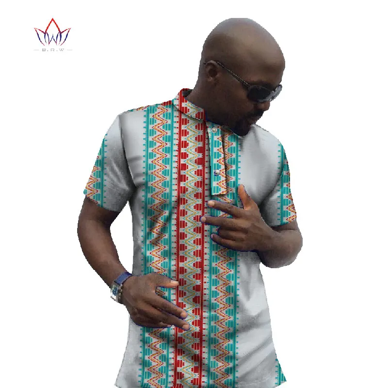 

Personal Custom Men Printed Short Sleeve Shirt Fashion African Wax Clothing