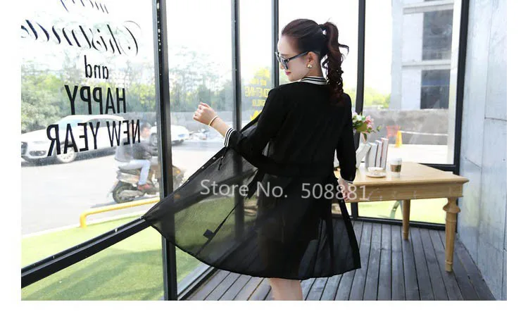 lower price  2018 Chiffon Baseball Jackets Women Summer Fashion Plus Size Vintage Kimonos Coats Cardigan Jaqueta