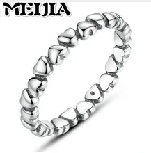 Authentic 925 100% Solid Sterling Silver Forever Love Heart Finger MEIJIA Ring Original Jewelry Valentine’s Day Gift
