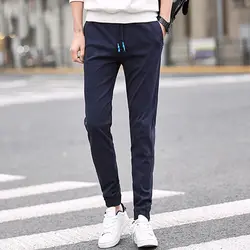 Мода Jogger Брюки Для мужчин Хлопковые дышащие Для мужчин брюки тонкий прямой Высокое качество Повседневное штаны Цвет Бизнес Стиль брюки