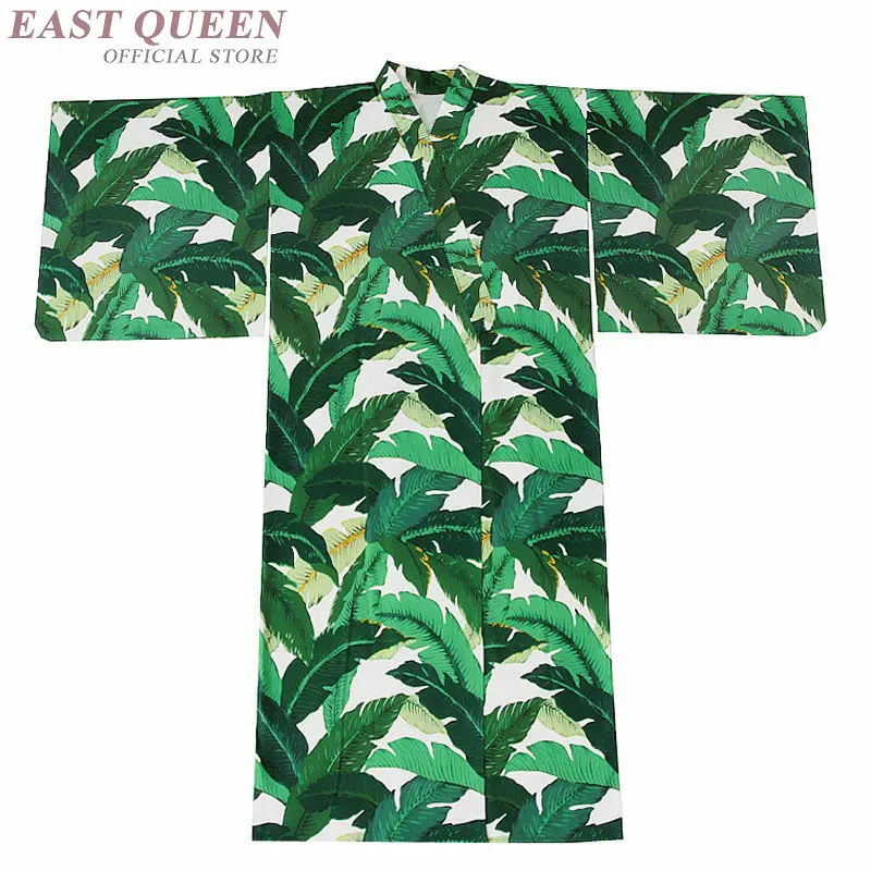 Традиционные японские кимоно, новое ощущение одежды, кимоно, халат юката, цветочный принт, зеленые Модные женские кимоно AA3833