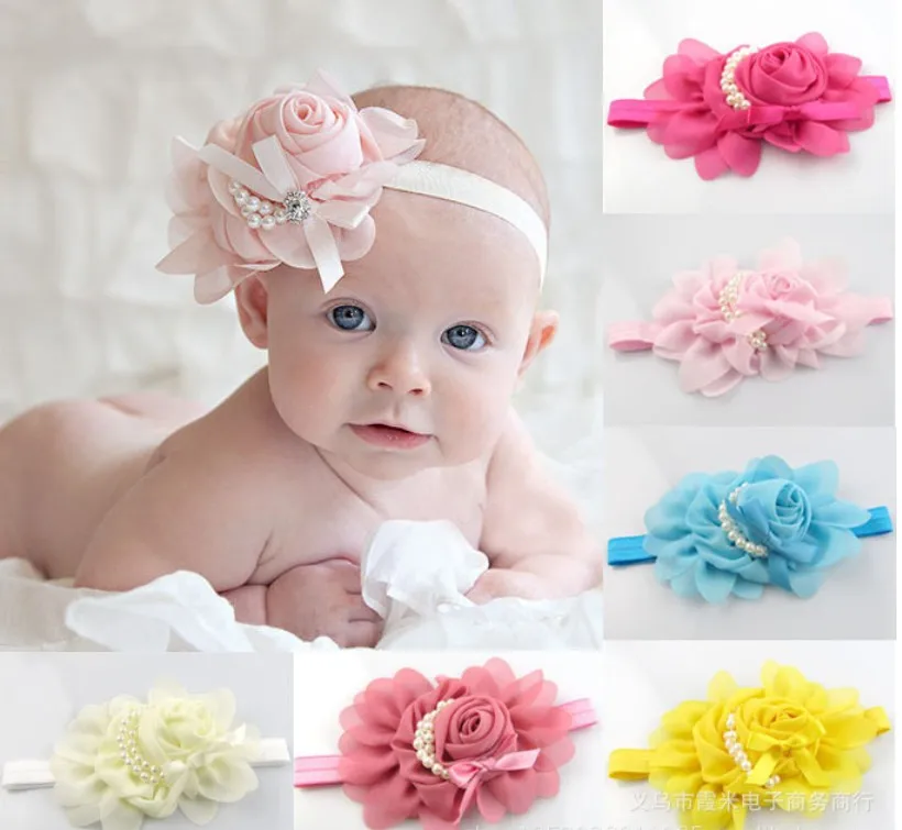 Buy New Baby Rose Flowers Headbands Girl Chiffon