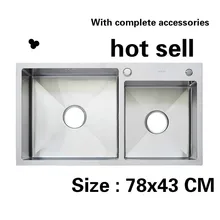 Бытовая кухонная раковина прочная ручная 3 мм Толстая пищевая нержавеющая сталь vogue двойной паз 780x430 мм