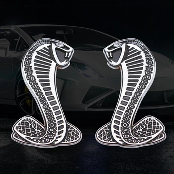 

1pcs FashionMetal 3D Mustang Snake Cobra logo car front grill emblem Side Fender Rear Trunk sticker Badge for Mustang Shelby GT