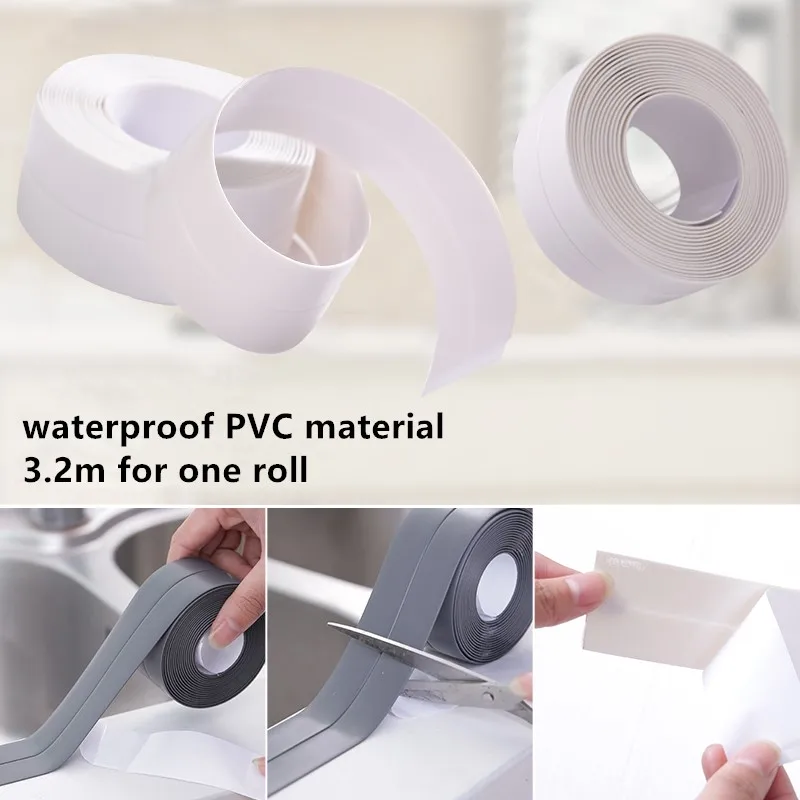 3.8cm3.2m Kitchen Wall Sticker Waterproof And Oil Proof PVC Self Adhesive Waterproof Anti-moisture Bathroom Mosaic Home Decor  8-1