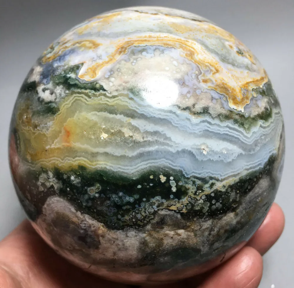

1367g NATURAL OCEAN JASPER QUARTZ CRYSTAL BALL HEALING wedding souvenirs guests