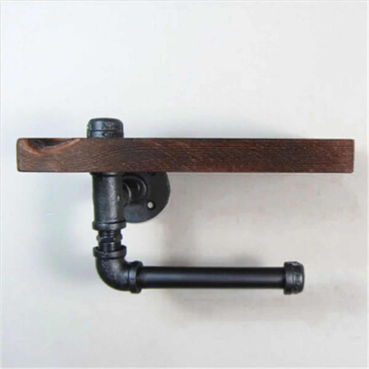 

Retro Iron Toilet Paper Holder Bathroom Hotel Roll Paper Tissue Hanging Rack Wooden Shelf Wall Mounted Bathroom Paper Holder