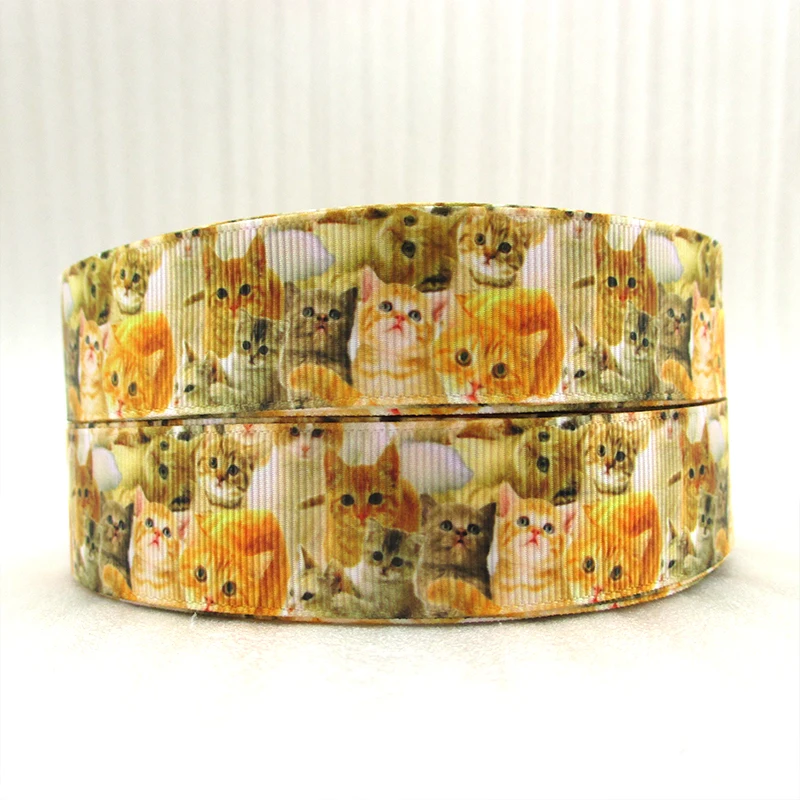 

1"(25mm) cat ribbon high quality printed polyester ribbon 50 yards, DIY handmade materials, wedding gift wrap,50Y44344
