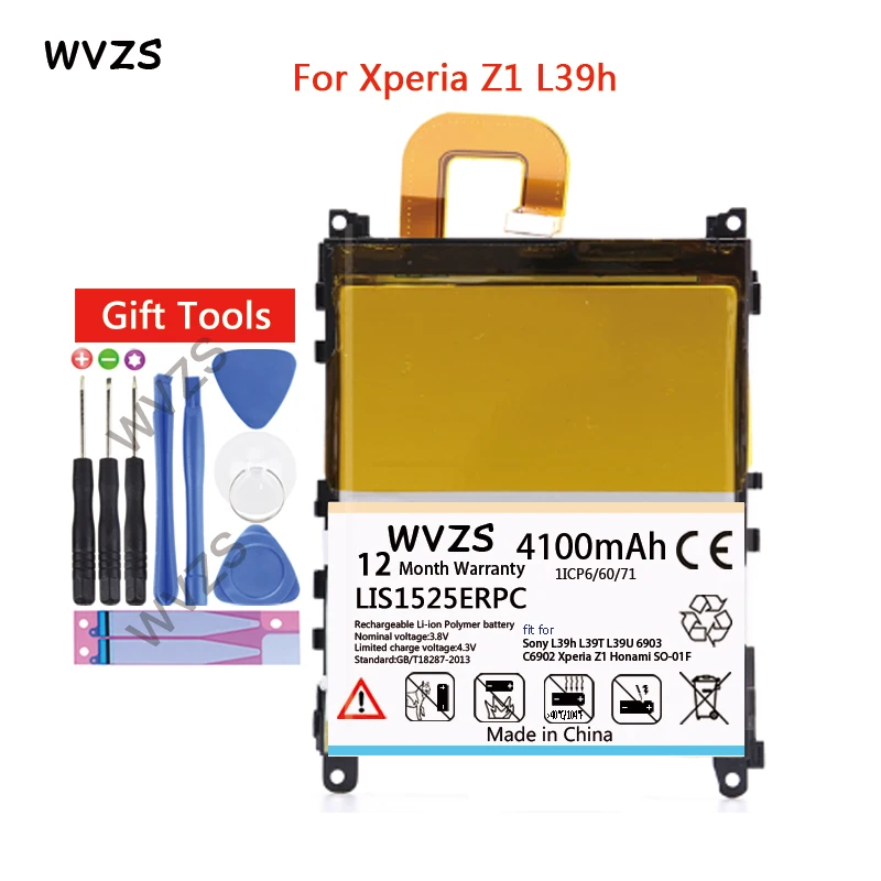 

wvzs 4100mAh Li-Polymer Battery LIS1525ERPC For Sony Xperia Z1 Battery L39h L39 C6902 C6903 C6916 C6943 SO-01F L39 batteries