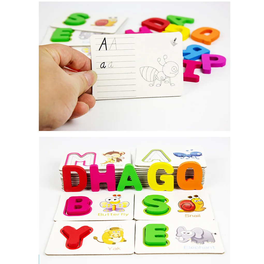 Cartão de Ortografia Crianças Alfabeto Carta Aprendizagem Cartões Conjunto 26 Letras Inglês Bebê Pré-escolar Cedo Palavra Cognitiva Brinquedos Mod. 255951 2 Weddings & Events