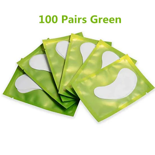 NEWCOME 20/50/100 пар накладки для глаз для индивидуального волокно для наращивание ресниц наклейки под глазами накладные бумажные патчи для ресниц - Цвет: 100 Pairs Green