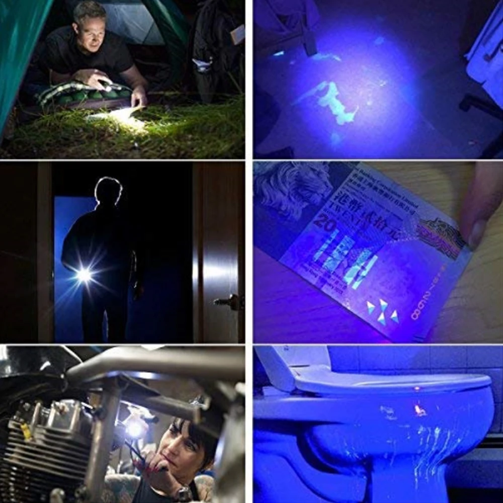 Мини 2 в 1 УФ-фонарик Портативный фонарик 395nm Ультрафиолетовый факел многофункциональный белый фиолетовый детектор света Факел для тестирования
