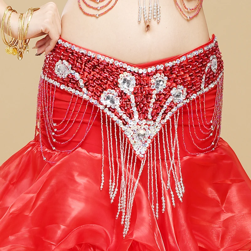 

Women's India belly dance costume gem belts long gypsy skirts waist chain/Beaded hip scarf belly dance clothing accessories