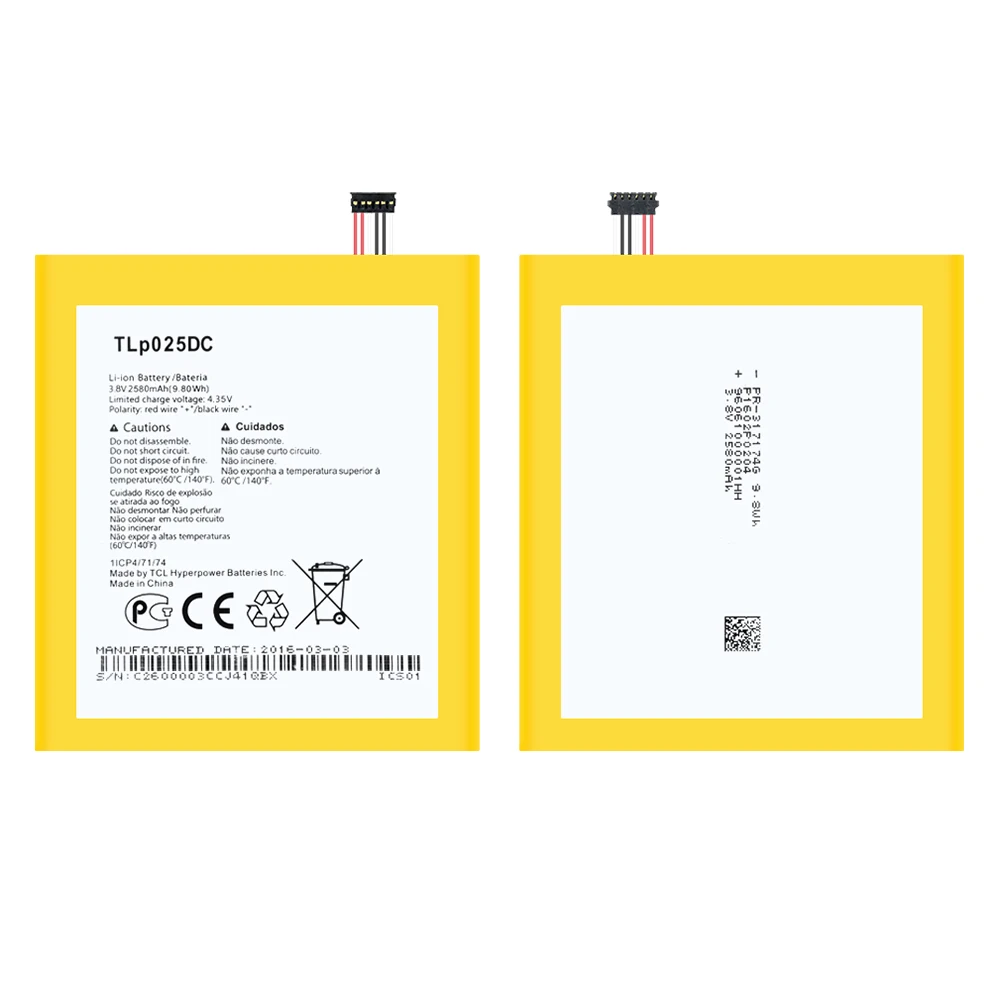 Аккумулятор TLP025DC 2580 мАч для Alcatel One Touch Pixi 4 6 0 8050D две Sim карты 9001A 9001X 9001D TLp025D2 батареи
