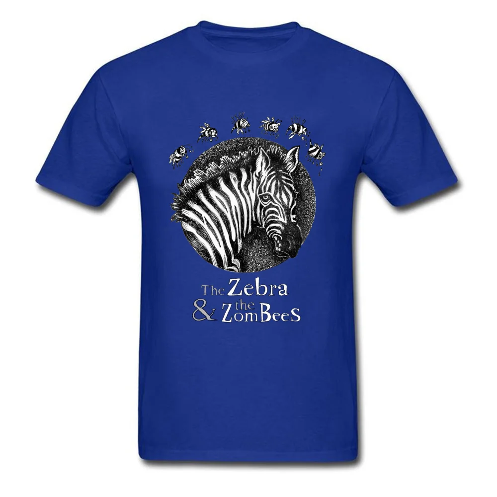 Summer Prevalent Man T-Shirt O Neck Short Sleeve 100% Cotton Fabric T Shirt Casual Tops T Shirt Top Quality Zombie Zebra and the ZomBeeS by dotsofpaint blue
