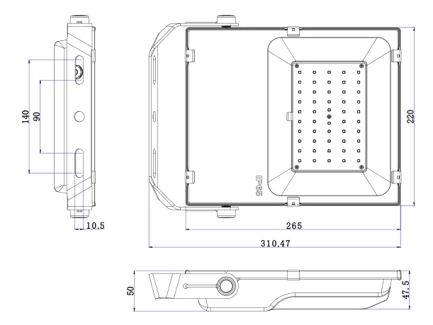 50W size drawing