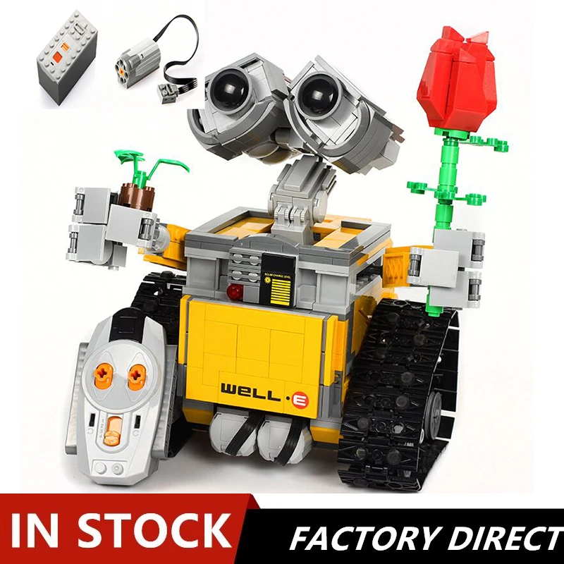 

RC Remote Control WALL E Robot Figure With Battery Building Block Bricks Model Toys Compatible 16003 Technik 21303