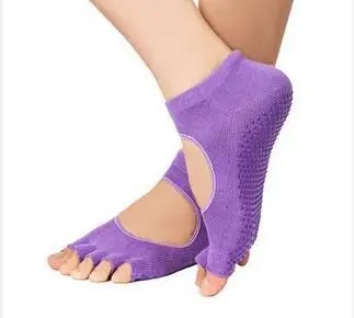 Soumit, 5 цветов, профессиональные носки для йоги, подпяточники, балетные, Нескользящие, пять пальцев, носок, спортивные, массажные носки, вставки, подкладка - Цвет: Purple
