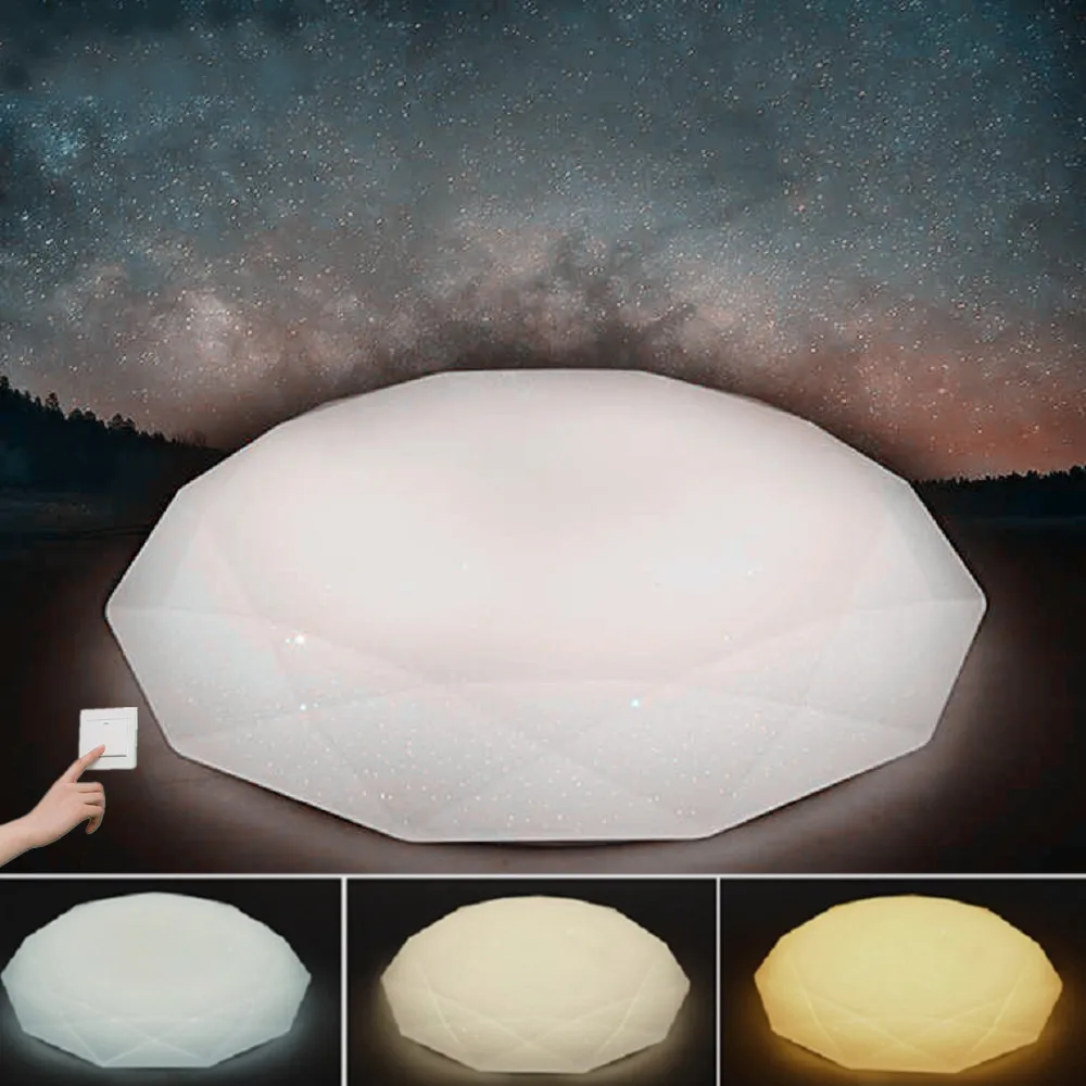 

60W Modern Design Lamp LED Ceiling Light Color Change Diamond Shaped Round Indoor Lighting Fixture Living Room Bedroom Kitchen