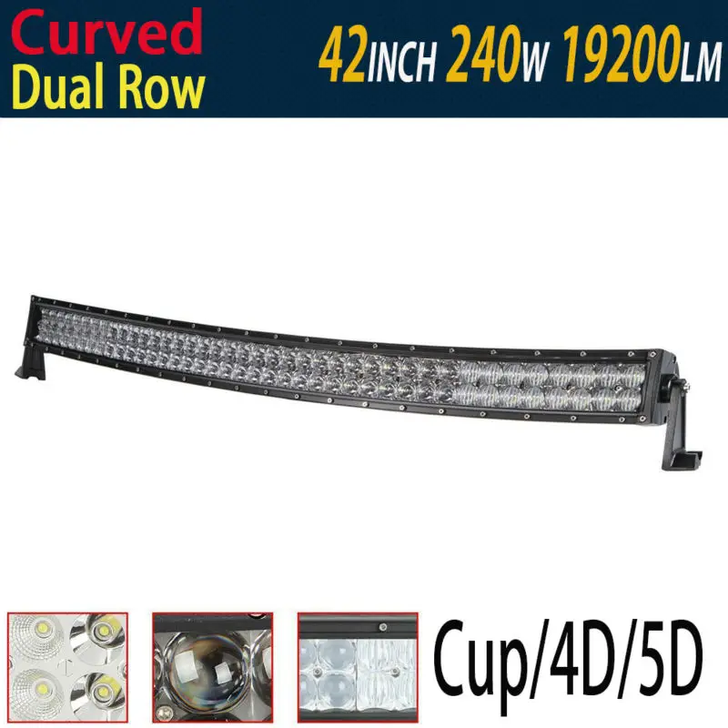 

240W 42" Curved LED Light Bar 5D 4D Reflect Light Cup inch with Cree for Driving Curved Led Work Light Bar Offroad 12V 24V Lamp
