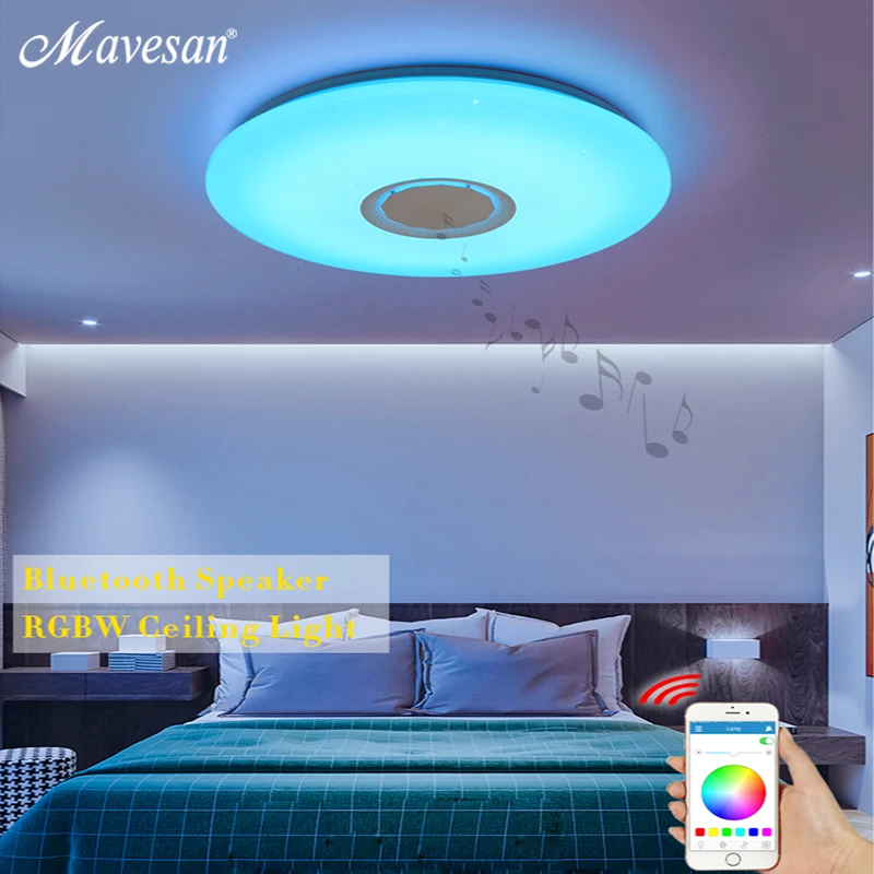 Comprar Luces de techo LED de música aplicación RGB y lámpara de techo de control remoto dormitorio 25W 36W 52W lampara de techo