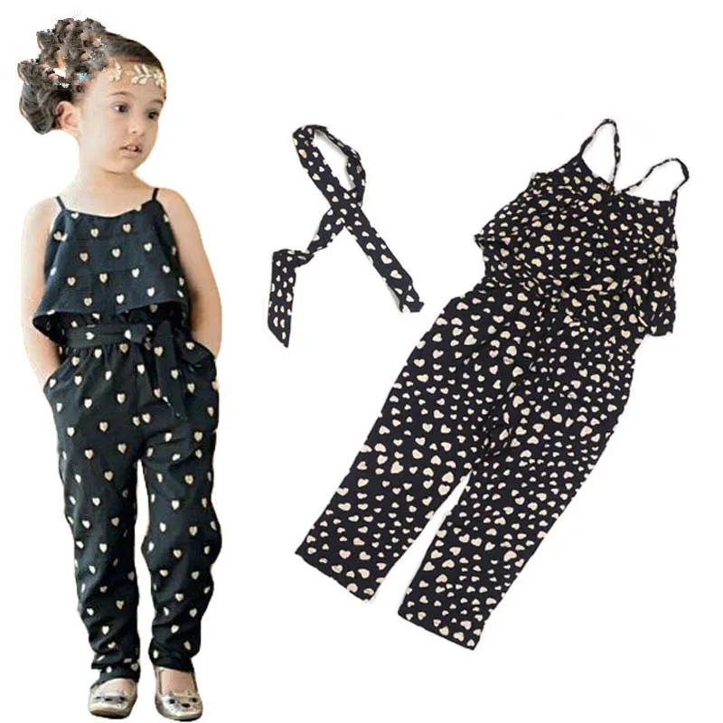 

Summer Kids clothes set Baby love casual Girls Clothes Sleeveless Dress  Jumpsuit Trousers Outfits headband  children clothing