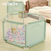 IMBABY – Piscine à boules pour bébé, parc avec balles, surface de jeux sèche pour tout petit, avec panier de basket