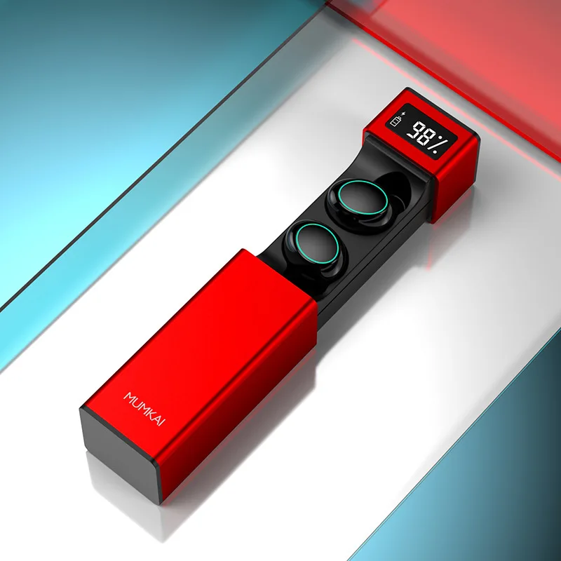 red Новые TWS беспроводные Bluetooth наушники IPX7 водонепроницаемые наушники smart fingerprint touch hifi без потерь Спортивные наушники bluetooth 5,0 - Цвет: red