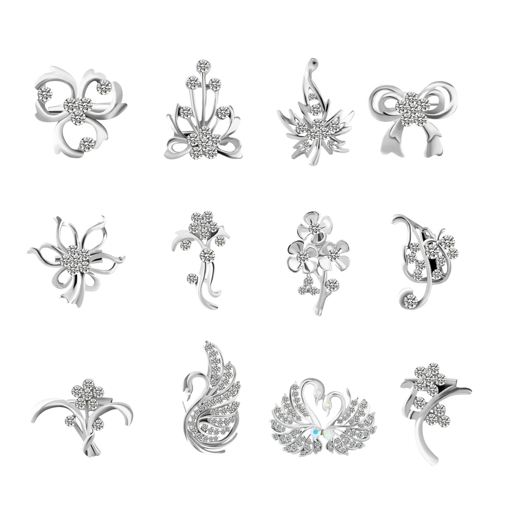 

Women Girls Swan Rhinestone Brooch Zinc Alloy Plating Breastpin Clothes Pin Jewelry Birthday Gift