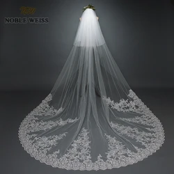 Noble Weiss Largo Dos Capas Velo de Novia Caliente Catedral Velos de Novia Personalizar Apliques Velo de Fiesta de Boda con el Peine Noble Weiss Largo Dos Capas Velo de Novia Caliente Catedral Velos de Novia Personalizar Apliques Velo de Fiesta de Boda con el Peine