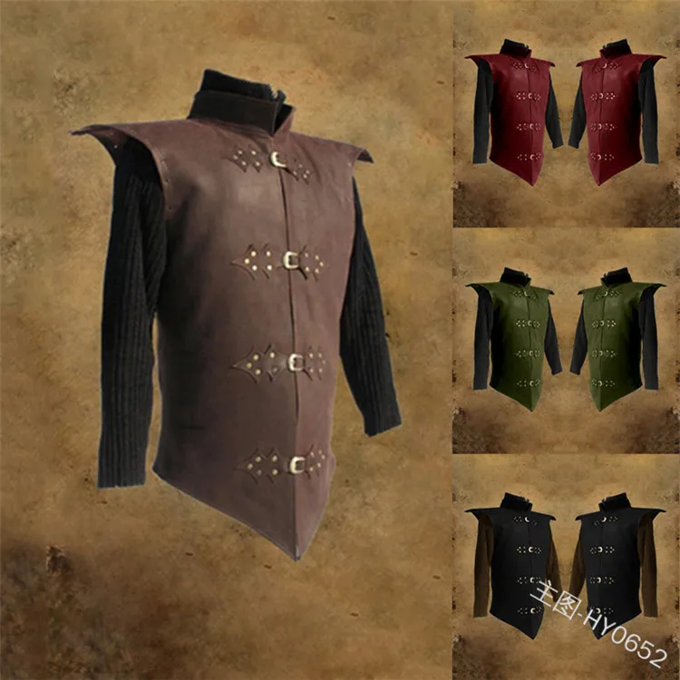 

Men's Middle-aged Renaissance rivet Knight Soldier Armor Vest Medieval retro Landlord Turtleneck Top
