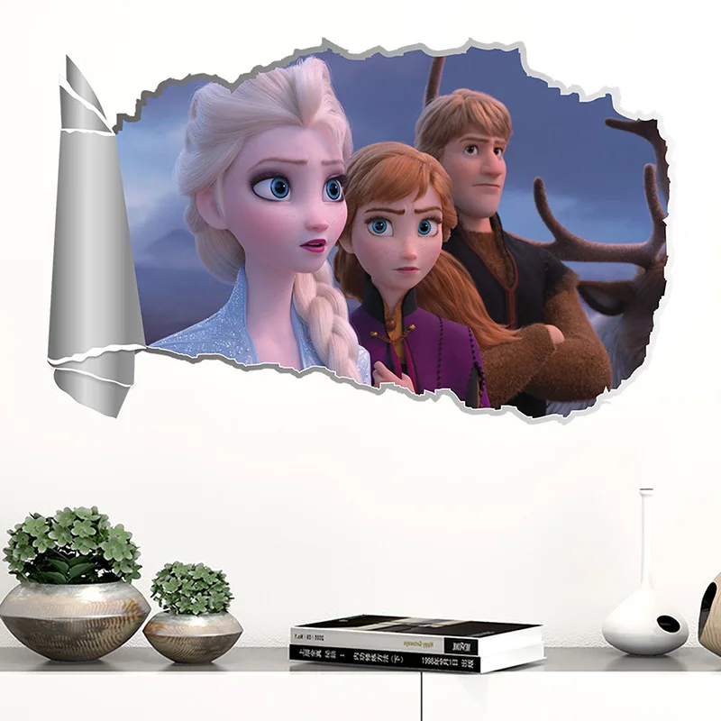 2019 New Kristoff Elsa Anna Princess Wall Stickers For Home Decoration Kids Room Decals 3D Anime Mural Art Frozen 2 Movie Poster